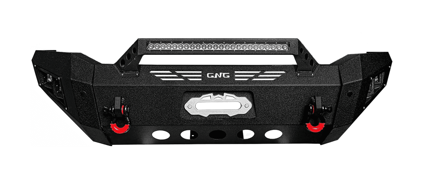 TIOYAR Compatible with 2019-2020-2021-2022-2023-2024 Dodge RAM 2500/3500 Front Bumper Textured Black Steel With Winch Plate&Lights&D-Rings
