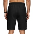 thumbnail image 4 of Men's Shorts with Pockets and Belt Loops Big and Tall Solid Color Work Pants Fashion Elastic Waist Drawstring Fifth Shorts, 4 of 7