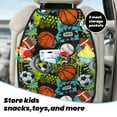 thumbnail image 5 of Pofeuu Balls Print 2 Pack PU Leather Kick Mat Back Seat Protector, Universal Car Seat Back Organizer, Waterproof Backseat Protector For Most Car, 5 of 8