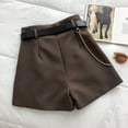 thumbnail image 2 of 2021 New Casual Comfortable Elegant Wild Shorts With Belt Women's Woolen Shorts Autumn Winter Slim Wide Leg A-line Shorts, 2 of 5