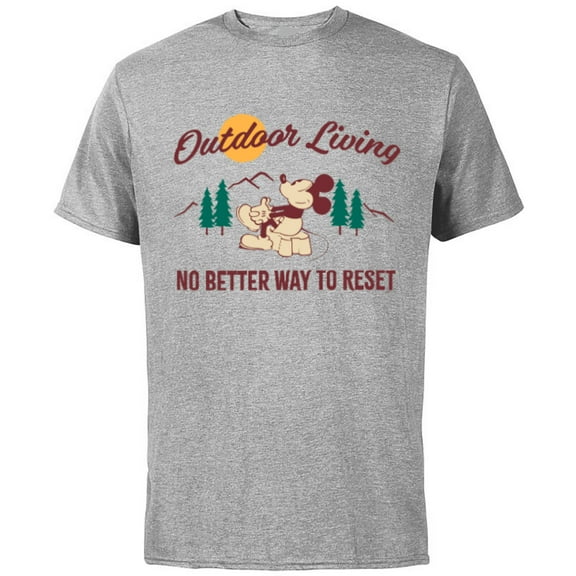 Disney Mickey Mouse Mountain Outdoor Living - Short Sleeve Cotton T-Shirt for Adults - Customized-Athletic Heather