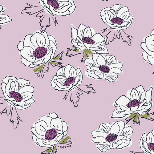Lavender Purple Floral Fabric Anemone Cascade Trouvaille Agf Cotton Qtr Yd Yd Walmart Com Walmart Com