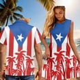 thumbnail image 4 of Garronmavis Puerto Rico Flag Matching Couple Outfits Short Sleeve Shirt for Men Size 4XL and Womens Casual Dress Patchwork Ruffles Sleeveless Sundresses, 4 of 7