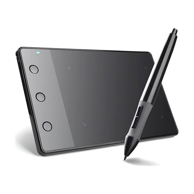 Tableta gráfica Huion H420 con resolución de lápiz 4000LPI, sensibilidad de presión 2048 niveles y 3 teclas programables, compatible con Windows y macOS, color negro.