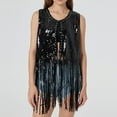 thumbnail image 2 of Ltctricy Women's Sequin Tassel Vest Sparkly Open Front Sleeveless Jackets Trendy Party Waistcoat Clubwear, 2 of 3