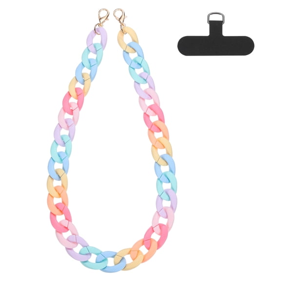 Phone Wrist Strap, 24 Inch Acrylic Cellphone Chain with Tether Tab, Hands-Free Wristlet Strap for Women Phone Case Accessories, Multicolor