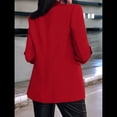 thumbnail image 4 of Blazer de Larga para Mujer, Informal, de Negocios, con Abertura Frontal, para Trabajo y Oficina. Rojo XXL, 4 of 6