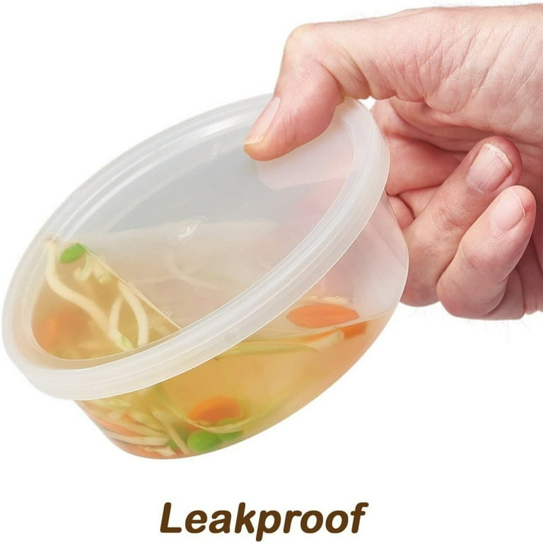 Vezee Deli Containers with Lids 8oz. Leakproof 72 Sets BPA-Free Plastic Food Storage Cups Clear Airtight Takeout Container Heavy-Duty, Microwaveable