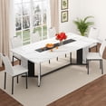 thumbnail image 3 of ANPOO ANPOO 7-Piece Kitchen Dining Set for 4-8 People, 78" Rectangle Waterproof Wooden Table with 6 Chairs, Easy Clean Farmhouse Dining Table for Dining Room & Kitchen, 3 of 9