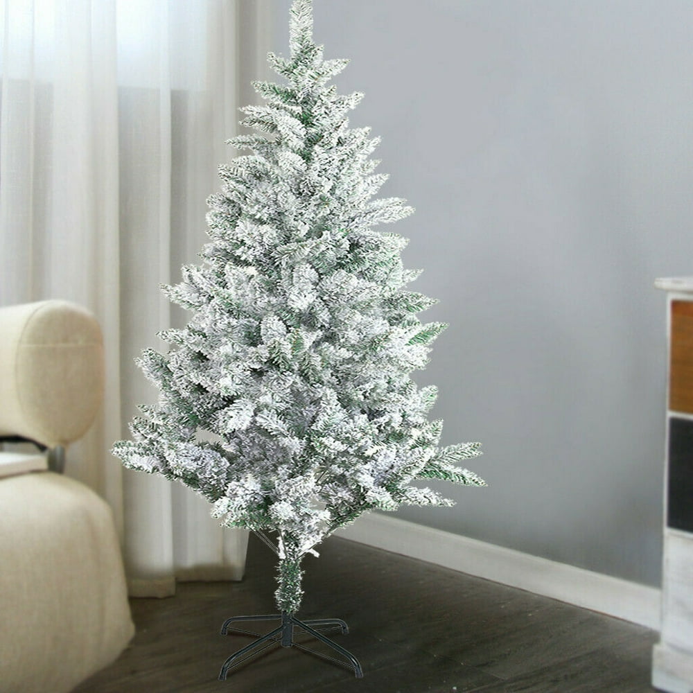 6ft Premium Snow Flocked Hinged Artificial Christmas Tree Unlit w