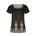 thumbnail image 4 of Babysbule Women's Fashion Printed Casual Square Neck Short Sleeve Loose Womens Summer Tops, 4 of 5