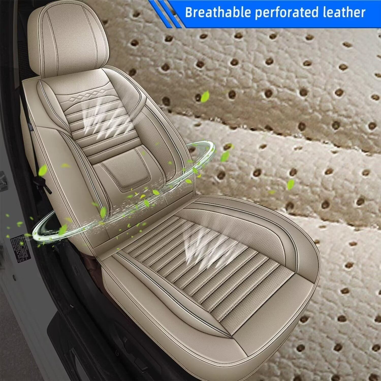DIKSOAKR Car Seat Covers for Toyota Camry 2012-2024 2025 Full Set Faux Leather Seat Covers Breathble Waterproof (2 Row 5 Seat, Beige)