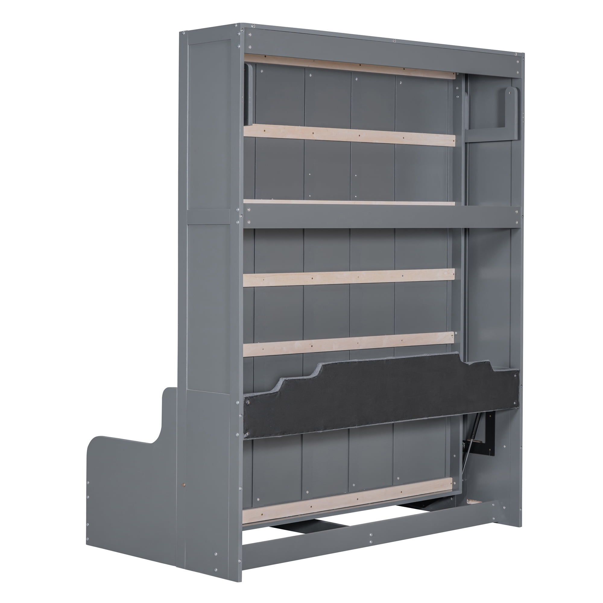 Mintazer Queen Size Murphy Bed with Sofa, Modern Foldable Wall Bed with Cushions for Bedroom Apartment Guest Room, Gray