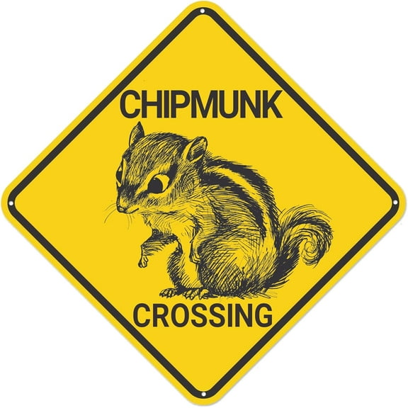 Chipmunk Crossing Sign Warning Sign, Chipmunk Sign Chipmunk Decor, Funny Animal Wall Decor for Home/Farmouse/Yard, Quality Metal Sign 12"x12"