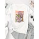 thumbnail image 2 of Women's Floral Print Fashion Tee - Casual Round Neck Short Sleeve, Comfortable Polyester Blend Summer Top with Striped and Flower Design, 2 of 6