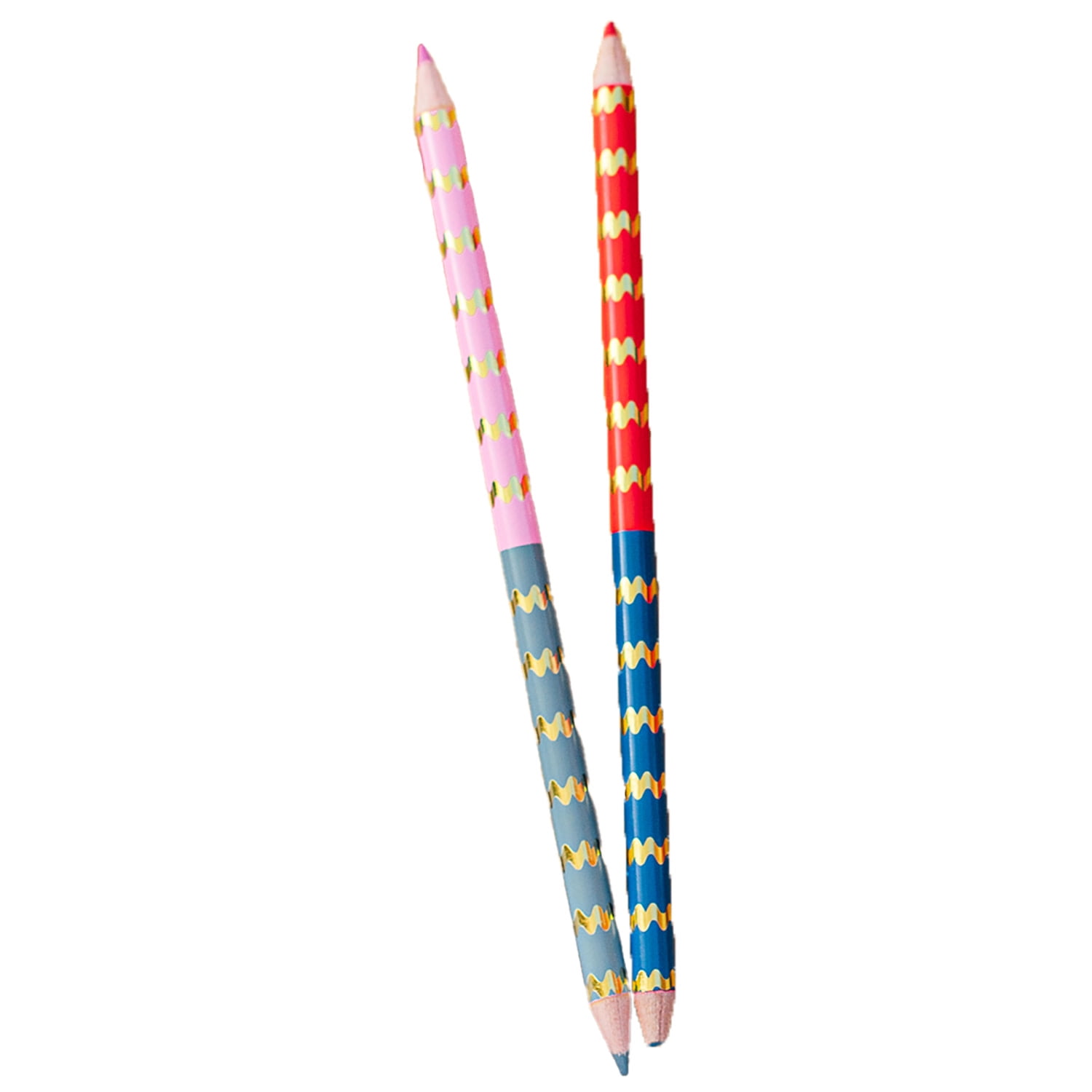 eeBoo: Double-Sided Color Pencils – Mushroom - 12pc Set, 24 Vibrant Metallic & Fluorescent Shades, Silver Foil Barrels, Kids Art & Drawing Supplies