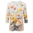 thumbnail image 5 of Wanfds Hauts à Manches 3/4 pour Femmes Mode Tendance Col Rond Manches Trois-Quarts TG, 5 of 5