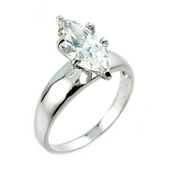 Sterling Silver 2.75 ct CZ Marquise Solitaire Engagement Ring- Size 5