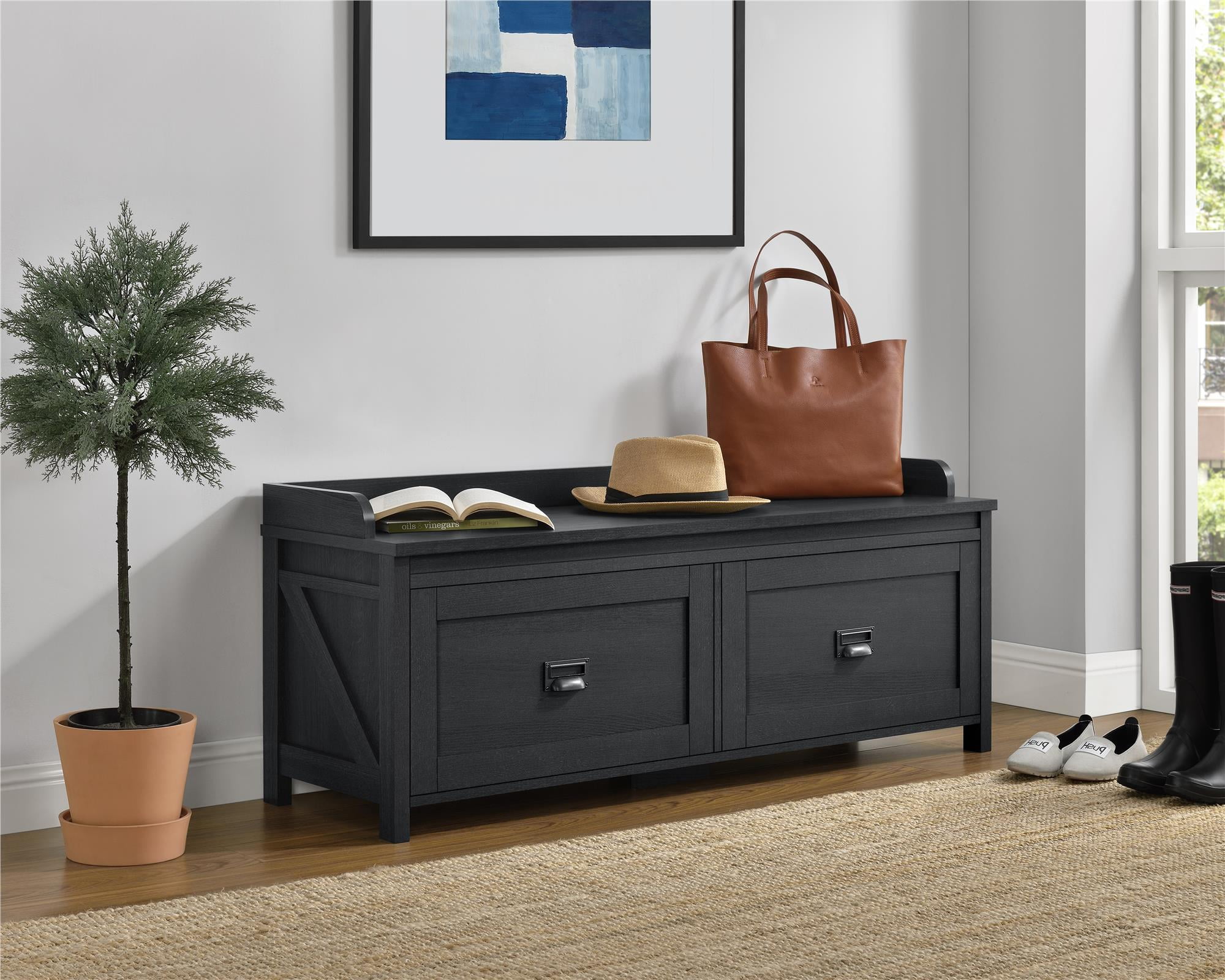 Better Homes & Gardens Entryway Storage Bench, Smokehouse