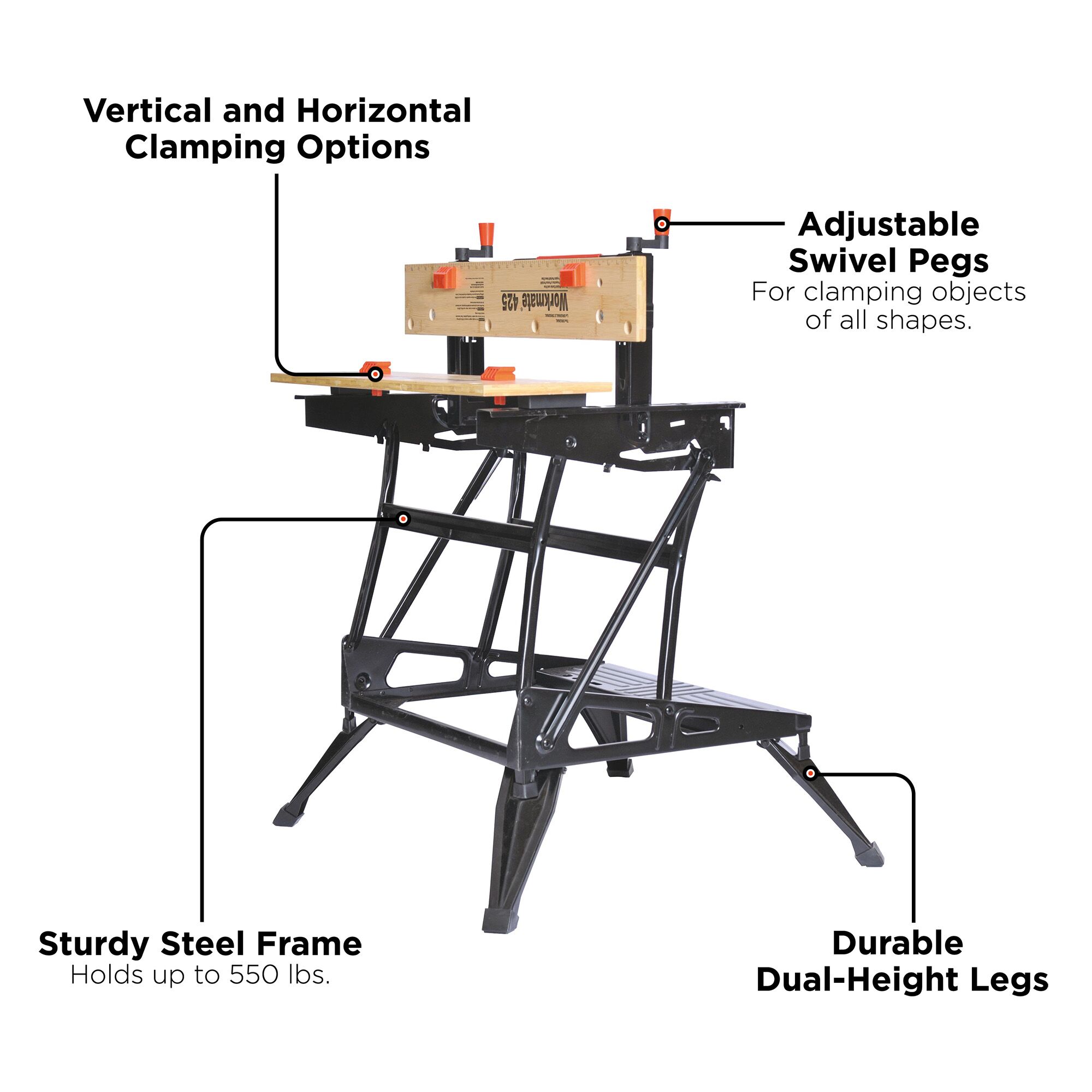 BLACK+DECKER Portable Workbench, Project Center and Vise, Holds
