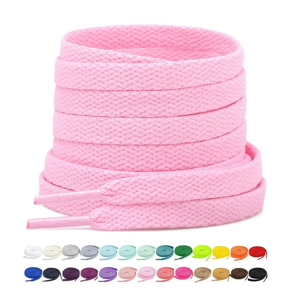 Stepace [2 Pairs Flat Shoe Laces for Sneakers 5/16"" Width 30""-72"" Length 26 Color Shoelaces Pink 40""(102 cm)