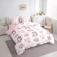 thumbnail image 2 of Erosebridal Pink Rose Flower Bedding Comforter Set 7 Pieces, Kawaii Cat Lover Full Bedding Set, 2 of 7