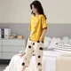 thumbnail image 3 of Conjuntos de pijama de verano para mujer, ropa de dormir con estampado de dibujos animados, manga corta y pantalones, traje de 2 piezas, ropa de estar por casa informal, ropa de casa para mujer, 3 of 5