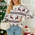 thumbnail image 5 of DailyTrove Women's Christmas Reindeer Print Sweater, Long Sleeve, Holiday Gathering & Casual Wear, Soft Wool Blend, Plus Size Friendly, 5 of 6