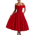 thumbnail image 2 of Women'S Off the Shoulder Cocktail Maxi Dress Sleeveless Casual A Line Elegant Flowy Formal Dresses Red M, 2 of 9