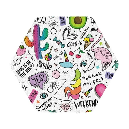 

Zeuib Fun Animal with Unicorn Print Set of 6 Coasters for Drinks Glass & Cups Stain Protection Table Coaster Set Decorative Coffee Cup Coasters Housewarming Gift for Home Decor Hexagon