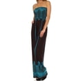 thumbnail image 3 of Sakkas Fleur de Paisley Smocked Tube Top Wide Leg Jumpsuit - Brown - Large, 3 of 4