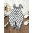 thumbnail image 4 of Suealasg Toddler Girls Boys Suspender Overalls Pants 6M 12M 18M 24M Sleeveless Checkerboard Print Knitted One Piece Jumpsuit for Baby Boy Girl, 4 of 9