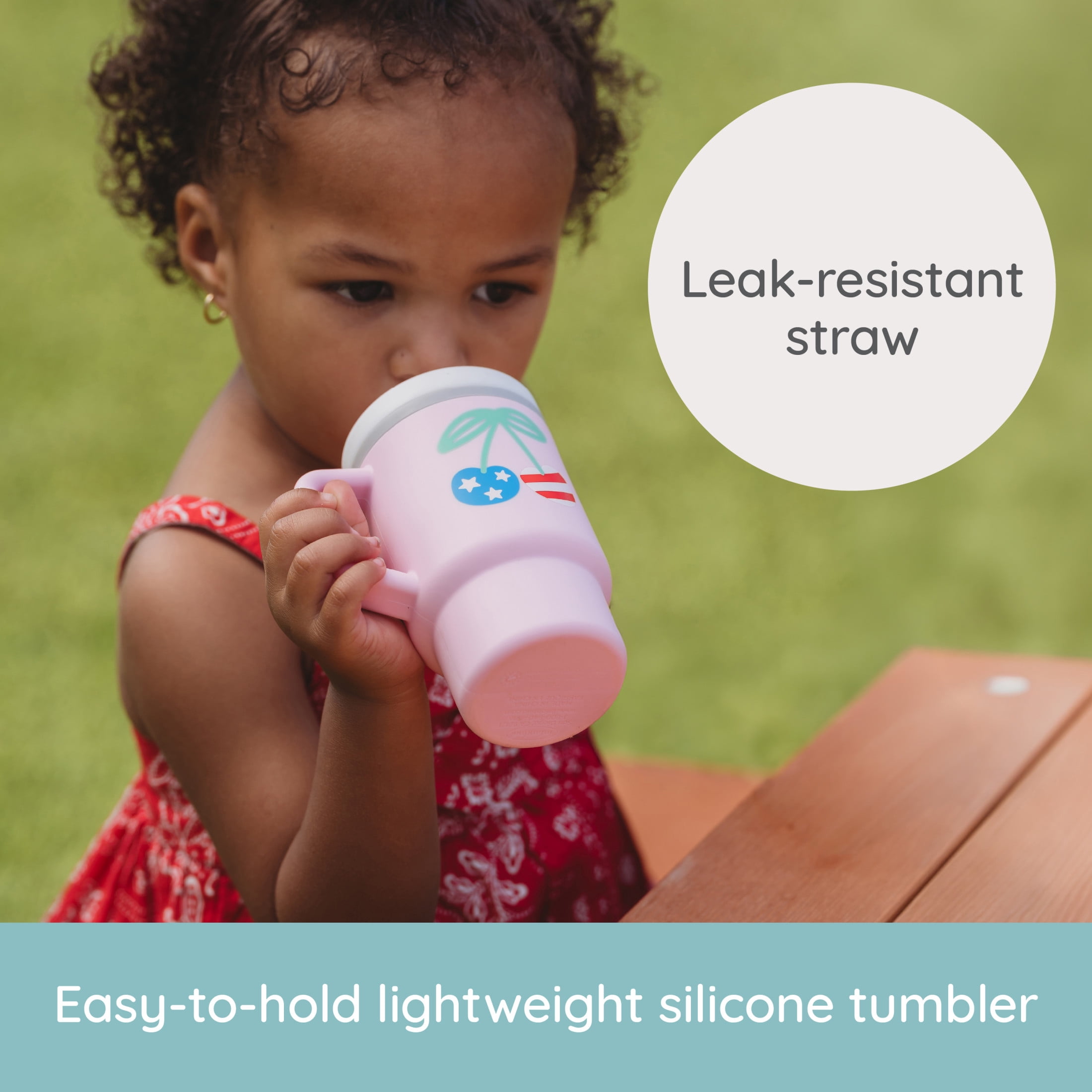 Infantino My 1st Tumbler Toddler Training Cup with Straw, 9oz Sippy Cup with Easy-Grip Handles, Spill-Resistant, Limited Summer Edition Cherries