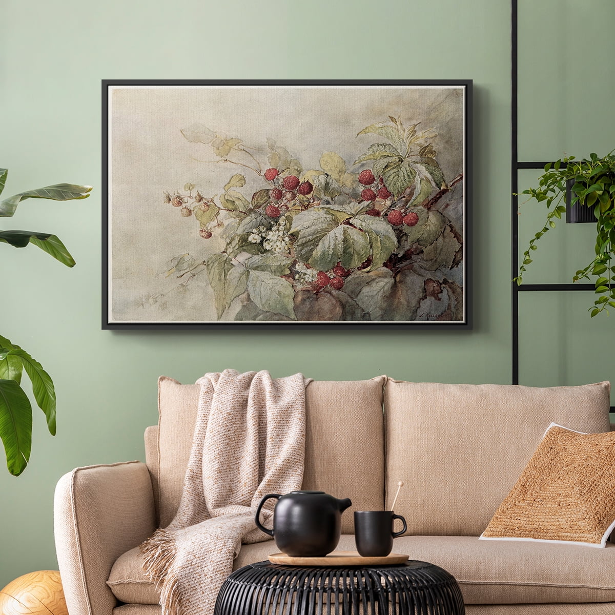 Vintage Botanical Print-V By Wexford Home Framed in Black Wood Gallery Wrapped Canvas 17 in. x 25 in.