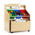 thumbnail image 2 of Humble Crew 3-in-1 Toddler-Size Storage Organizer with Rolling Toy Box, Plastic Bins, Finish/Primary, Natural Finish & Primary, 2 of 4