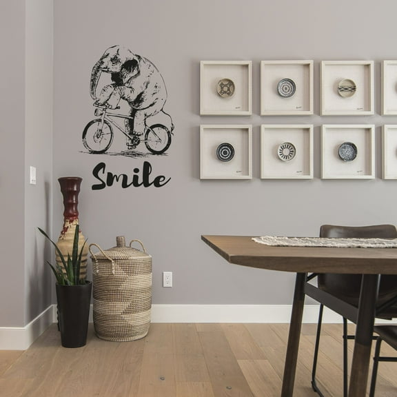Smile - Life Reminder Elephant Cycling Circus Elephant Silhouette Beautiful Design Vinyl Wall Art Wall Sticker Wall Decal Home Kids Room Study Room Boys Girls Wall Decor Design Size (40x24 inch)