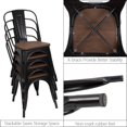 thumbnail image 5 of Lacoo Indoor-Outdoor Use Stackable Chic Dining Bistro Cafe Metal Chair, Set of 4, Black Gold, 5 of 7