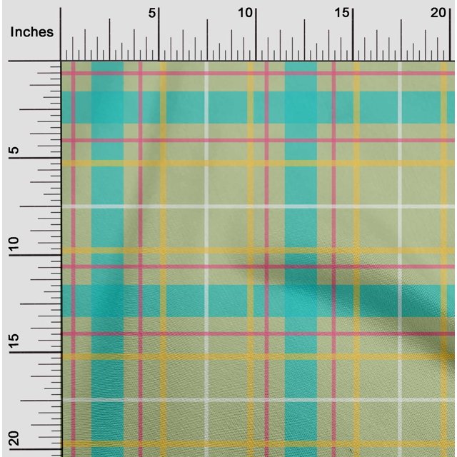 oneOone Viscose Chiffon Light Green Fabric Madras Check Craft Projects Decor Fabric Printed By The Yard 42 Inch Wide