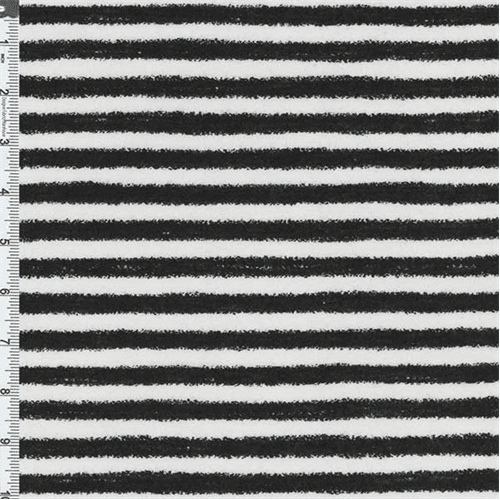 Black/White Knit Fuzzy Edge Stripe, Fabric By the Yard