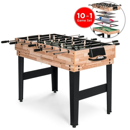 - Best Choice Products 2x4ft 10-in-1 Combination Interchangeable Game Table Set w/ Billiards, Foosball, Ping Pong, Push Hockey, Chess, Checkers, Bowling, Shuffleboard, Backgammon, Cards