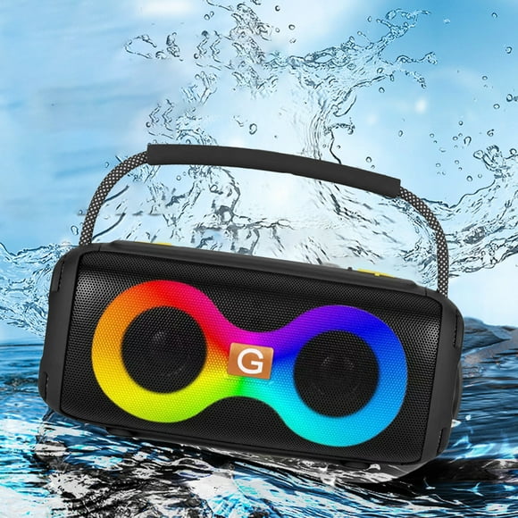 TopLLC Bluetooth audio Bluetooth Speakers With Light 10W Portable Bluetooth Wireless Stereo Sound IPX7 Water Proofing Shower Speakers RGB Multi-Colors Lights Bluetooth speakers