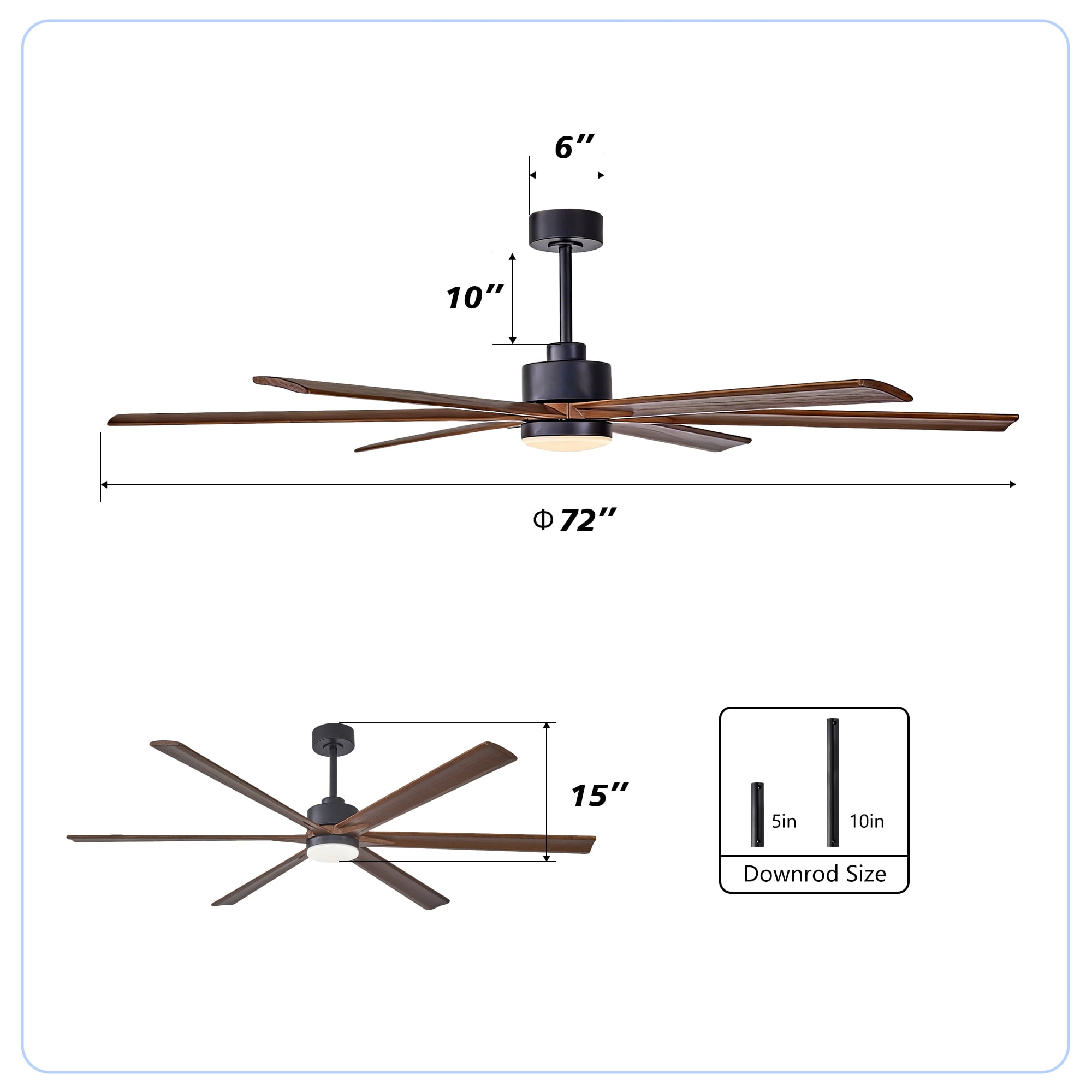 Leumius 70" Ceiling Fan with Lights Quiet DC Motor Ceiling Fans 6 Speed Levels,Reversible Ceiling Fan for Patio Living Room Bedroom Black + Red Walnut