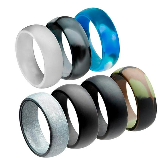 7Pcs Premium Silicone Rubber Wedding Mens Jewelry 12