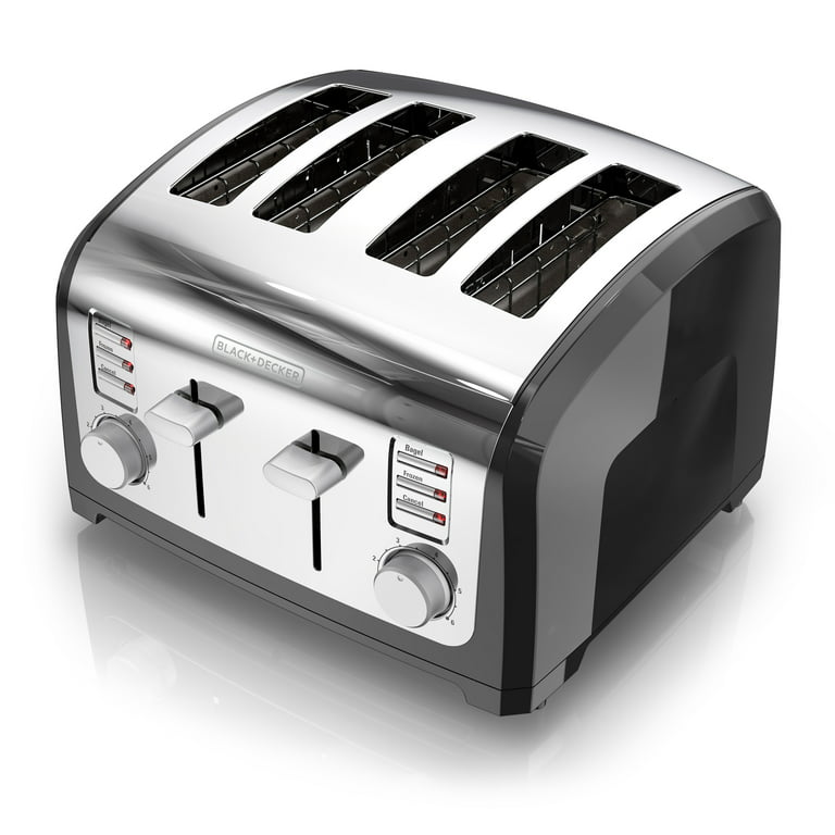 BLACK+DECKER 4-Slice Toaster, Black/Silver, T4030 