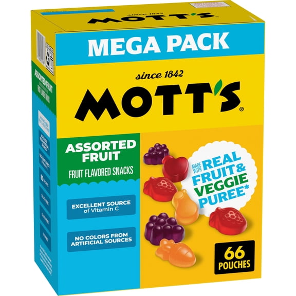 Mott's Assorted Fruit Flavored Snacks, Made with Real Fruit Puree (66 Pack)