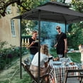 thumbnail image 4 of 8'X5' Grill Gazebo Canopy, Grill Tent for Outdoor Grill, Double Tiered BBQ Gazebo with Steel Frame, Two Shelves, Nine Hooks and A Bottle Opener, Small Grill Shelter For Backyard, Patio (Grey), 4 of 9