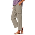 thumbnail image 6 of Kelon Linen Pants for Women Elastic Waisted Casual Palazzo Straight Leg Pants Summer Beach Trouser S-2XL, 6 of 8