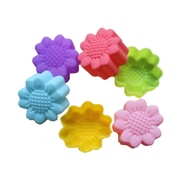 keepw 6 Pieces Flower Silicone Cake Mold Mould Baking Tools Self-Assembly Mini Various Designs Pudding Cooking Bakeware Daisy