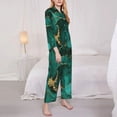 thumbnail image 3 of Fotbe Green Gold Glitter Pattern Long Sleeve Pajama Set for Women,Sleepwear Set,2-piece Loungewear Set,Soft PJs Comfy Nightwear with Pockets -Medium, 3 of 7