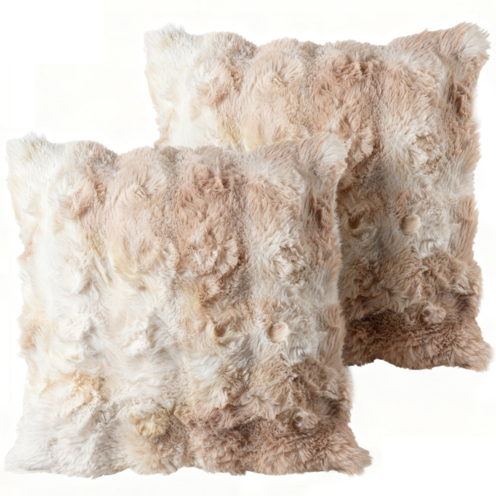 Sanmadrola Pillow Covers 18x18 Fluffy Faux Rabbit Fur Decorative Throw Pillows Case, Shaggy Decorative Cushion Covers for Sofa, Bedroom, Living Room, Cozy Home Décor, Set of 2